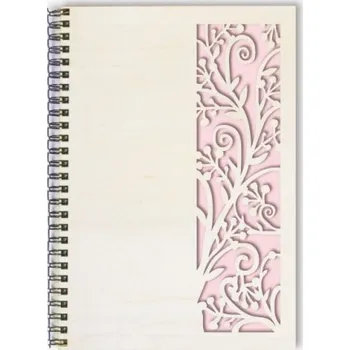 Zápisník Deník floral dřevěný - modrá