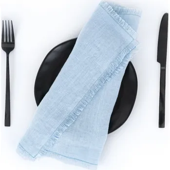 prostírání Tom Linen Prostírání s třásněmi Light Blue 30x40 cm