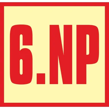 Značení schodiště - 6.NP fotoluminscenční plast 148 x 148 mm