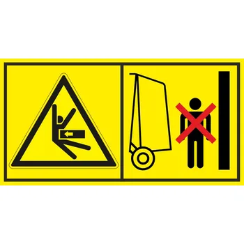 Značení Nebezpečí stlačení ze strany - Nevstupuj do zóny otevírání stroje samolepící vinylová fólie 88 x 168 mm