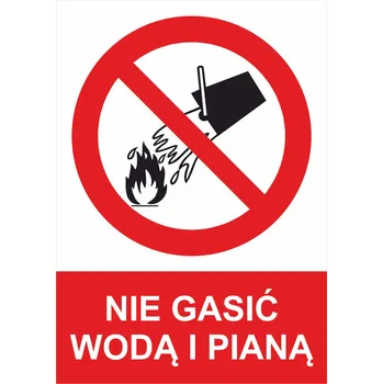 Značení Nie gasić woda i piana samolepící vinylová fólie A6 (148 x 105 mm)
