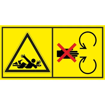 Značení Nebezpečí točicí hřídel - Neodstraňuj bezpečnostní kryt pokud je stroj v běhu samolepící vinylová fólie 88 x 168 mm