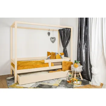 Dětská postel MAXIDO Dětská postel domeček Vali s přistýlkou 200x90 - Přírodní (Český výrobek)