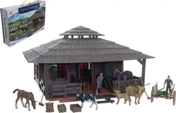 domeček pro figurky Teddies Velká farma s doplňky a zvířaty