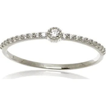 Prsten Dámský prsten z bílého zlata s čirými zirkony PR0389F + DÁREK ZDARMA