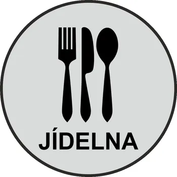 Samolepící etiketa Jídelna - stříbrná mat samolepící vinylová fólie 90x90 mm