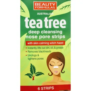 Pleťová maska Beauty Formulas Tea Tree pásky na nos 6 kusů
