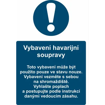 Havarijní souprava - vybavení UV tisk plast 3mm 400 x 300 mm