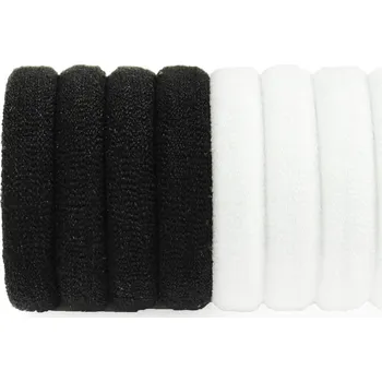 Bílé a černé gumičky do vlasů, 8 ks