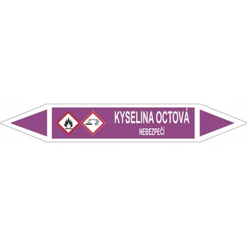 Oboustranná šipka GHS - Kyselina octová Samolepka PVC 2: 472 x 74 mm