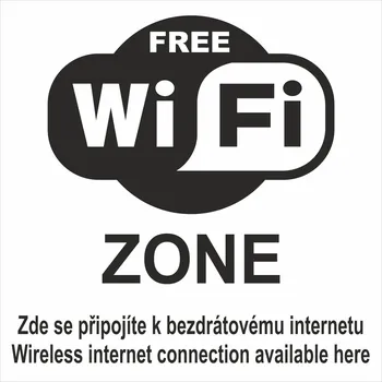 WIFI ZONE FREE s textem samolepící vinylová fólie 250x250 mm