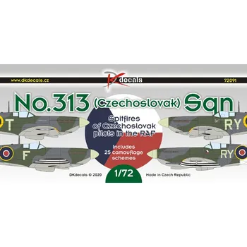 Plastikový model DK decals 1/72 No.313 Sqn. Czechosl.pilots in RAF (25x camo)