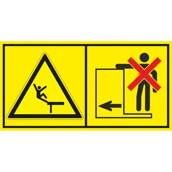 Značení Nebezpečí pádu - Zákaz jízdy na plošině nebo žebříku samolepící vinylová fólie 45 x 85 mm