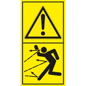 Značení Výstraha - Nebezpečí zásahu letícími objekty samolepící vinylová fólie 85 x 45 mm