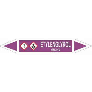 Značení Oboustranná šipka GHS - Etylenglykol Samolepka PVC 1: arch 5 ks - 333x52mm