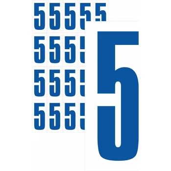 Papír Čísla samolepicí 5 modrá samolepící vinylová fólie 15 mm písmo - aršík 36 ks