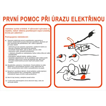 Pravidla první pomoci První pomoc při úrazu elektřinou samolepící vinylová fólie A3 (420 x 297 mm)