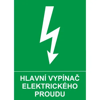 Značení Hlavní vypínač elektrického proudu samolepící vinylová fólie A4 (297 x 210 mm)