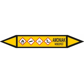Oboustranná šipka GHS - Amoniak Samolepka PVC 2: 472 x 74 mm