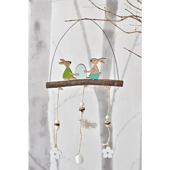 Velikonoční dekorace Zajíčci na větvičce - závěs s/2 (118755 015 BND-0057-19 zajíci s/2 závěs)