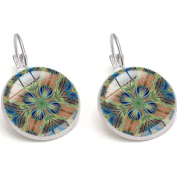 Náušnice Náušnice s francouzské háčky---Paví peří 4 (stříbrná barva)