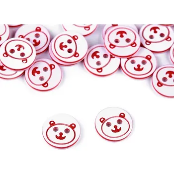 Knoflík Dvoudírkový knoflík s medvídkem, 12.4mm barva: červená