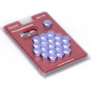 Samolepicí dekorace na vozidlo Sada krytek na kolové šrouby nebo matice Wemar, fialový chrom 20ks, CK1920PCWEM, 19mm