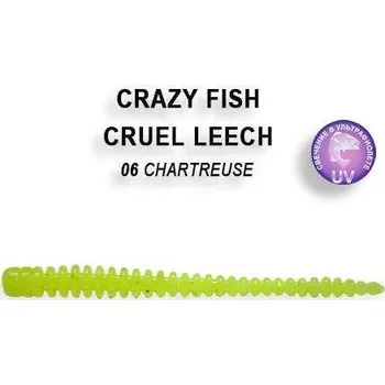 Umělá nástraha Gumová nástraha Crazy Fish Cruel Leech 5,5cm 06 Chartreuse (8ks)