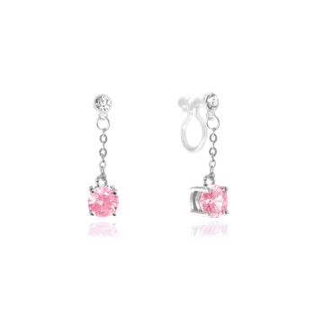 Náušnice Zlatnictví Helios Stříbrné náušnice s růžovým zirkonem pro ženy, které nemají propíchnuté uši