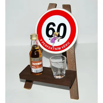 Žertovný předmět Stojan s panákem a flaštičkou k výročí narození