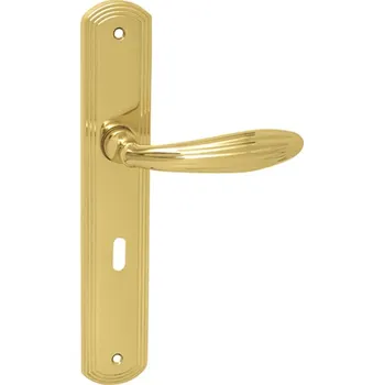 Dveřní kování Štítová klika TUPAI kování TI SOFIA 1911 mosaz Provedení: koule/kl. pravá s PZ otvorem pro vložku, Povrch: OLV - Mosaz leštěná a lakovaná ( 01 ), Rozteč: 90 8584138030075