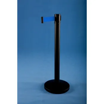 Plotový sloupek EXPOINT Zahrazovací sloupek se samonavíjecím pásem 2,7 m ČERNÝ Název: barva sloupku: černá, barva pásky: modrá