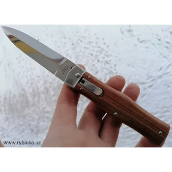 Bojový nůž Vyhazovací nůž Mikov PREDATOR 241-ND-1L/KP LEVORUKÝ 420 palisandr (Levoruká varianta vyhazovacího nože PREDATOR s koženým pouzdrem. Střenky z exotického dřeva palisandr.)