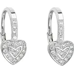 Stříbrné náušnice visací se zirkonem bílé srdce 11189.1