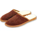 Pánské kožené pantofle s vlnou - 44