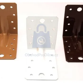 Tesařské kování Úhelník kombinovaný s prolisem lakovaný 65 x 90 x 90 x 2,5 RAL 1011, balení 1 ks