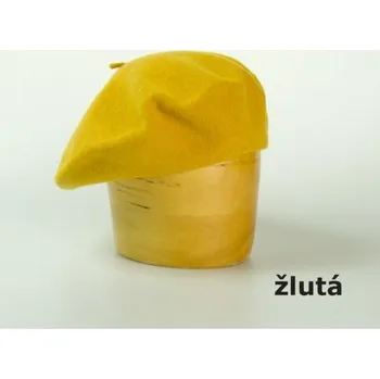 Čepice Dámský vlněný baret žlutý 11,5"