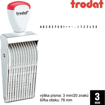 Nesamobarvící razítko Trodat (abeceda), výška 3mm, 20míst