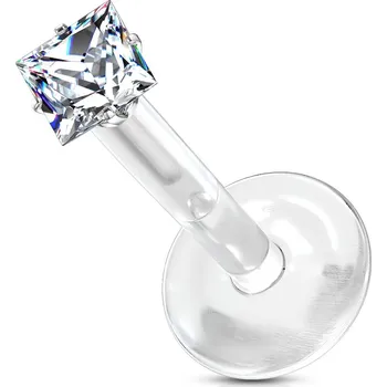 Piercing Šperky4U BioFlex piercing do brady, zirkon 2x2 mm - LB0029C-120802