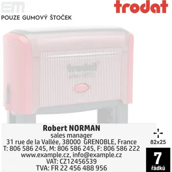 Textový štoček Razítko Trodat 4925 [82x25mm] - pouze gumový štoček