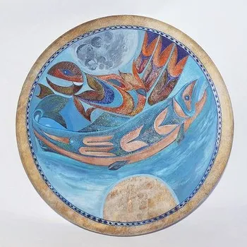 Bubínek Malba na šamanský buben - 40cm - lososi