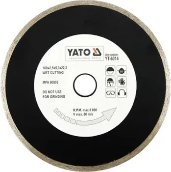 Řezný kotouč Diamantový kotouč YATO, řezný celoobvodový 180x22,2x2,5mm YT-6014