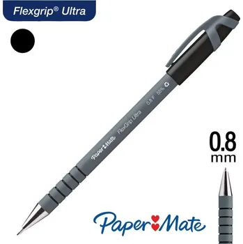 Kuličkové pero PaperMate FlexGrip Ultra - s víčkem, 0.8 mm černé