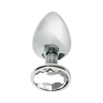 Anální šperk Anální šperk Mai No.73 METAL PLUG M SILVER s čirým kamenem | Mai