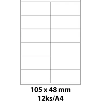 Samolepící etiketa Print etikety Emy 105x48 mm, 12ks/arch, 100 archů, samolepící, červená