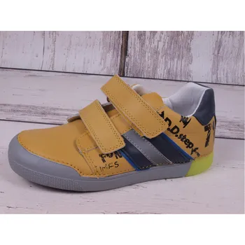 Chlapecké polobotky D.D.step Celoroční kožené boty obuv D. D. step 068-52A žluté svítící velikost: 25