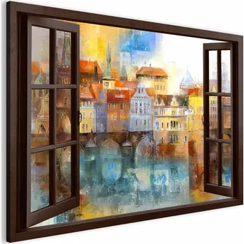 Obraz Malvis ® Obraz pražské panoráma za oknem Velikost: 60x40 cm