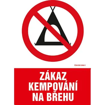 Zákaz kempování na břehu - samolepka 200 x 280 mm
