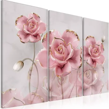 Obraz Malvis ® Vícedílný obraz Květiny z porcelánu Velikost (šířka x výška): třídílný obdélník - 90x60 cm