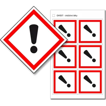 Speciální papír GHS07 - Dráždivé látky - aršík - 6 nálepek 45 x 45 mm